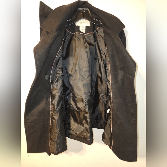 Women's Hooded Peacoat Size Large Black - Picture 3 of 6